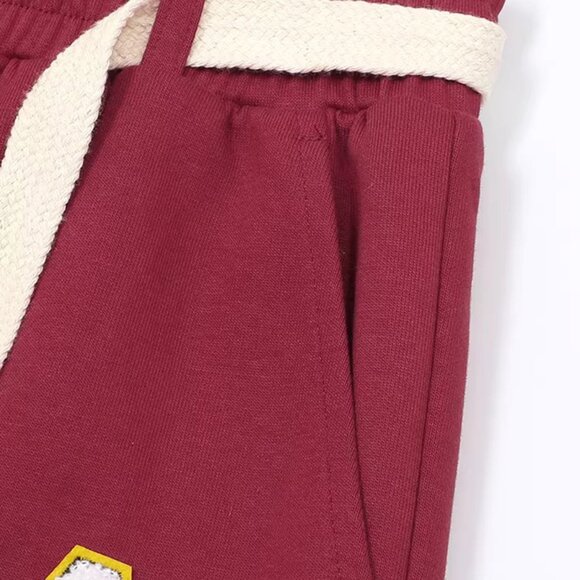 B.Sure Burgundy High-Waist Straight Casual Pants - Picture 3 of 4